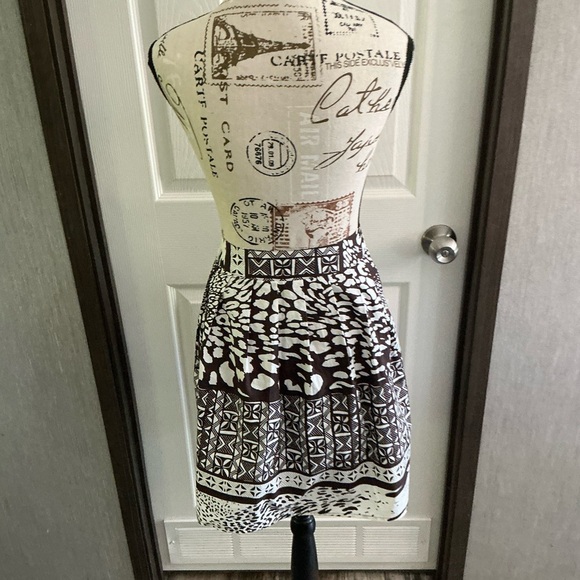Wrapper Elegant Brown and White Skirt Size 7 - Picture 3 of 7